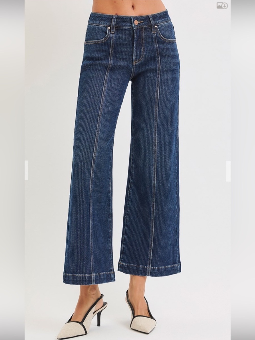 242 RISEN MID RISE CROP WIDE FRONT SEAMED DETAILED JEANS